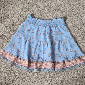 Kingston Grey Light Blue Floral Mini Skirt